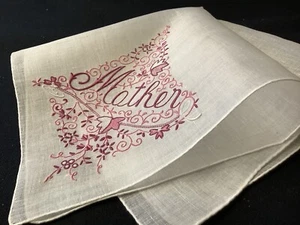 #8407🌟MAGNÍFICO Pañuelo de Boda Vintage Años 30 Monograma Francés “Madre” Hei - Imagen 1 de 6