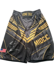 Stipe Miocic Signed Stone Cold Custom Black & Gold Fight Shorts (Beckett) - Picture 1 of 4