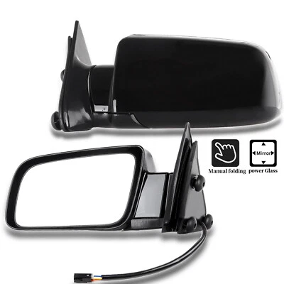 Par de espejos retrovisores laterales negros manuales izquierdo y derecho para camioneta Chevy GMC Foto 1 de 4