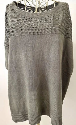 Max Studio Sweater Knit Top Blouse Shirt Solid Dark Olive Green Plus Size 2X NEW - Image 1 of 4