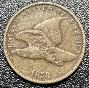 1858 Small Letter Flying Eagle Cent Fine Type Coin - Picture 1 of 2