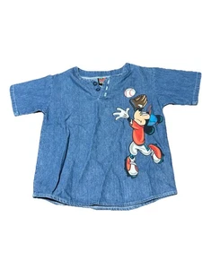 Camicia grafica con bottoni baseball in denim Topolino Unlimited vintage per ragazzi taglia S - Foto 1 di 5