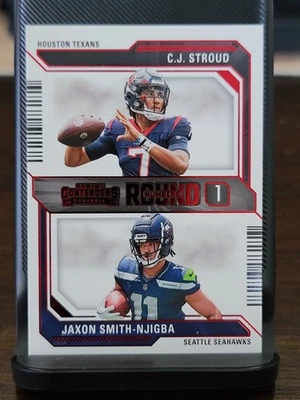 2023 Panini Contenders Round Numbers C.J. Stroud, Jaxon Smith-Njigba #4 Red RC - Image 1 of 2