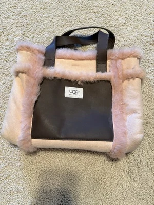 UGG Australia Pink Suede Leather Shearling Sherpa Sheepskin Tote  - Image 1 of 4