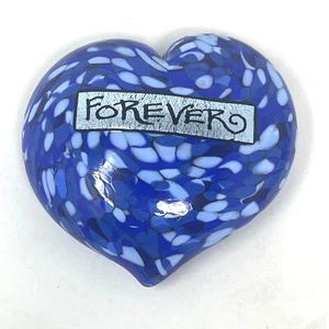 Mad Art Studios Kunstglas blaues Herz "FOREVER" Briefbeschwerer - signiert Vintage - Bild 1 von 6