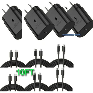4x 25w USB-C Fast Wall Chargers+6x 10ft Cable For Galaxy S25 S24 S23 S22 Ultra + - Picture 1 of 1