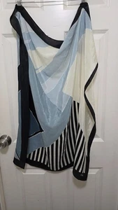 Vintage Liko Abstract Patterned Scarf Stripes & Geometric Design Size 30 x 30 - Picture 1 of 4