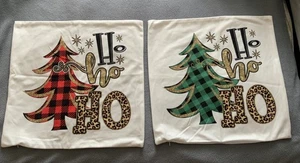 Christmas Trees Cushion Covers x2 45 X 45cm VGC - Picture 1 of 9