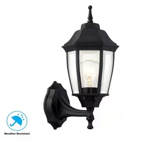 Hampton Bay 14.37 in. 1-Light Black Dusk to Dawn Outdoor Wall Lantern Sconce - Picture 1 of 6