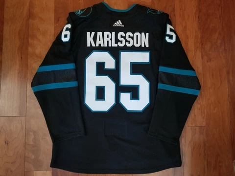 ERIK KARLSSON San Jose Sharks PRO STITCHED Stealth adidas Hockey Jersey - 52 (L) Cover