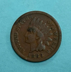 Penny Indian Head 1883 ~ centavo de Estados Unidos ~ moneda antigua de los Estados Unidos ~ envío gratuito - Imagen 1 de 5