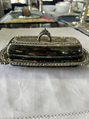 Plato de mantequilla plateado vintage Pilgrim Silver Co. con tapa marcado "Pilgrim 73" Foto 1 de 4