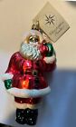 Christopher Radko Glass Festive Folk Santa  Ornament Retro Christmas Decor