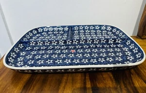 Divided serving tray Handmade Polish pottery Boleslawiec - Picture 1 of 2