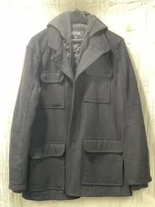 Apt 9 Men's Black Wool Blend Coat Jacket Size M Missing Buttons On Front - Picture 1 of 3