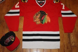 Vintage 1988-89 Maska Chicago Blackhawks #27 Jeremy Roenick Away Jersey + Hat - Picture 1 of 15