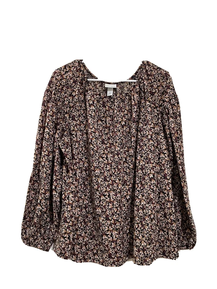 Ava And Viv Women's Size X Floral Long Sleeve Blouse, Fall Flowy Plus Size Top - Image 1 of 4