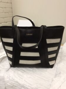 Nine West Striped Tote Bag (Black & White)
