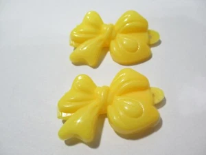 Pair of Hair Barrettes Small Children Yellow - Picture 1 of 2