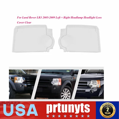 For Land Rover LR3 2005-2009 Left + Right Headlamp Headlight Lens Cover Clear - Image 1 of 4