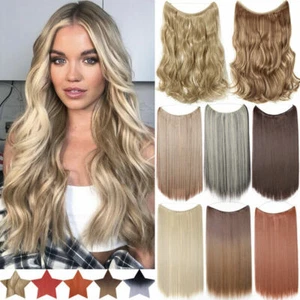 Top Thick Wire In Mixed As Human Hair Extensions Hidden Headband One Piece Blond - Picture 1 of 44