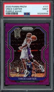 2020 Prizm #117 VINCE CARTER Purple Wave PSA 9 Mint Raptors - Picture 1 of 2