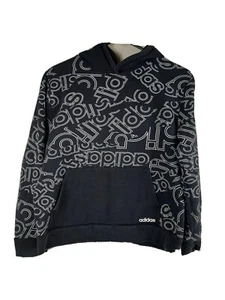 Adidas boys Youth sweater Large 14/16 hoodie activewear logo all over - Picture 1 of 4