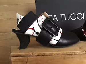LISA TUCCI NEVADA NERO ALICE ROSSO HEEL COURT SHOES UK 6.5 EUR - 39.5 NEW BOXED - Picture 1 of 24