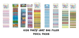 Kids Birthday Party Loot Bag Filler Pencils Themed Designs Football Unicorn etc - Picture 1 of 9