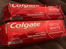 Lot of 2 Colgate Optic White Stain Fighter Toothpaste, Clean Mint 4.2oz Open Box