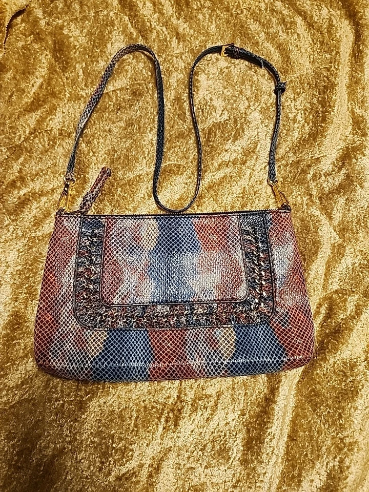 Aimee Kestenberg Blue Snake Skin Print Leather Strap Clutch Bag - Image 1 of 4