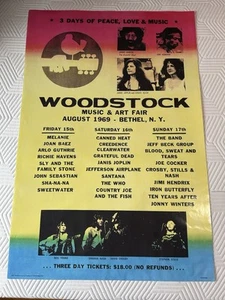 Woodstock Music Festival 1969 Line-Up Kunstdruck Poster - 24x36 - Bild 1 von 9
