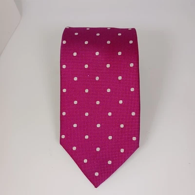 Corbata de seda Charles Tyrwhitt rosa blanco lunares XL para hombre 3,25"x60,5" Foto 1 de 4