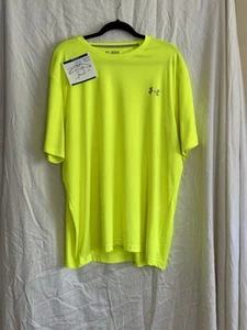 Under Armour Heat Gear Mens T-Shirt Size 2XL Bright Yellow Short Sleeve - Picture 1 of 5