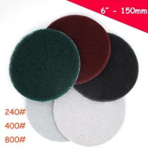6" Nylon Fiber Scouring Pads Hook & Loop Abrasive Cleaning Pad 240 400 800 Grit - Picture 1 of 9