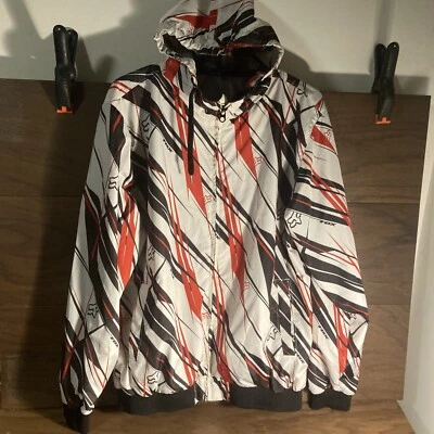 Fox Racing All Over Design Full  Zip Windbreaker Jacket w/ Hood Men Size L - Image 1 of 4