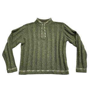 Suéter Woolrich Ivy Talla M Verde Oliva Marcado Costilla 1/4 Cremallera Estilo Nórdico Esquí Senderismo - Imagen 1 de 9