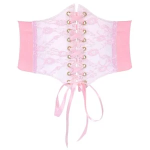Women Lace-up Corset Waist Belt Transparent PVC Lace Crochet Petal Elastic Wi... - Picture 1 of 7
