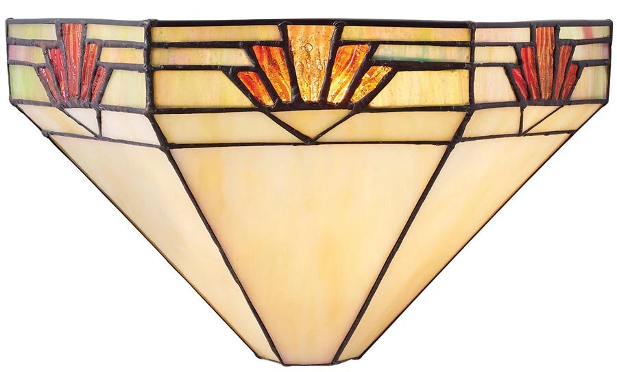 Art Deco Tiffany Wall Light – Handmade Warm Amber & Red Glass Shade Nevada - Image 1 of 1