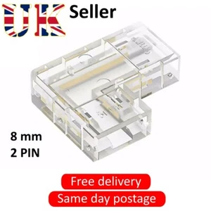 8mm COB LED Strip L Shape Corner 90 Degree 2 Pin Connectors for Single Colour - Picture 1 of 7
