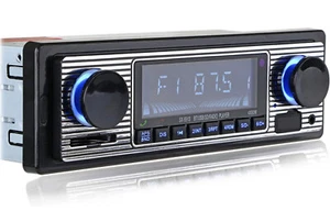 Retro Autoradio Bluetooth Freisprech-einrichtung USB SD AUX MP3 1DIN Oldtimer - Bild 1 von 13
