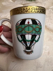 Gold Buffet Royal Gallery Balloon Tea Coffee Cup  Green White - Picture 1 of 7