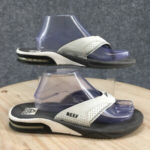 Reef Sandals Mens US9 Euro42 Fanning Casual Slip On Flip Flops Gray Faux Leather