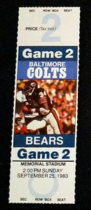 BALTIMORE (INDY) COLTS 1983 TICKET v BEARS (WALTER PAYTON) - LAST SEASON IN BALT - Picture 1 of 1