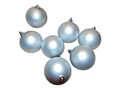 Juego de 7 adornos de bola de Navidad irrompibles de plata mate 3" #F Foto 1 de 3