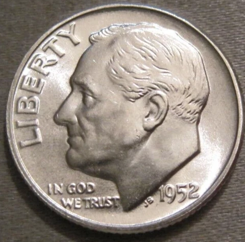 BETTER AS SHOWN - 1952 P UNCIRCULATED ROOSEVELT DIME *** 90% SILVER *** 162 Cover