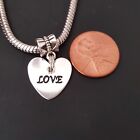 Simple Minimal Love Heart Spacer Silver Charm or Pendant Fit European Bracelets