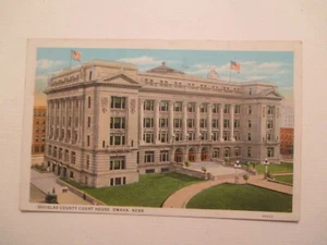 Omaha Nebraska Postcard Douglas County Court House 1934 NE - Bild 1 von 2
