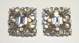 WUNDERSCHÖNE Vintage KLARE KRISTALL Quadrat HIGH END OHRRINGE Clip auf 3/4" - Bild 1 von 3