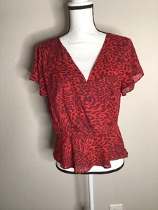 Fame and Partners The Laura Top Wrap Blouse 10 Rent The Runway Flutter Slvs - Picture 1 of 8